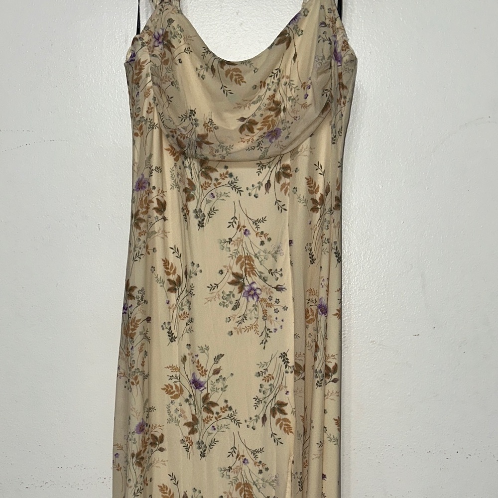 Floral Cream Dress with Slit